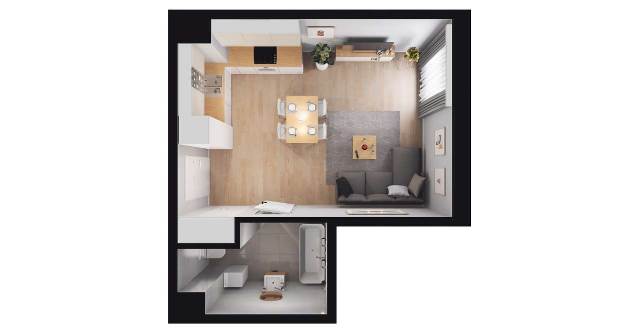 1-pokojowe mieszkanie 29m2 Bez Prowizji - Pełny obrazek: 2/5