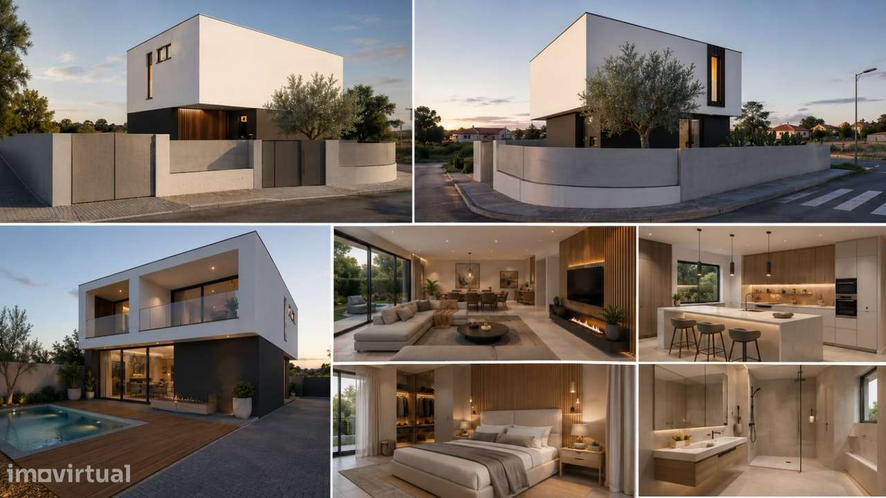 Terreno + Moradia T3 Contemporânea com Piscina | Bicesse-0