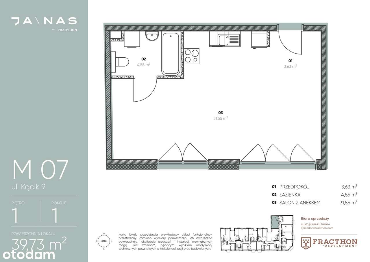 1-pokojowe mieszkanie 39m2 Bezpośrednio - Pełny obrazek: 2/6