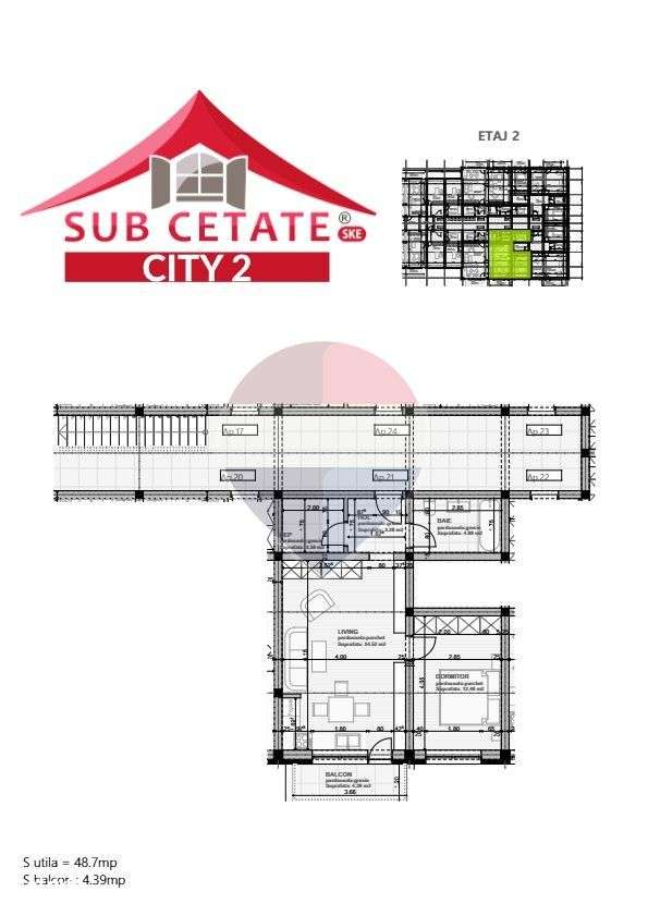 Apartament Tip Studio - Subcetate City 2-7