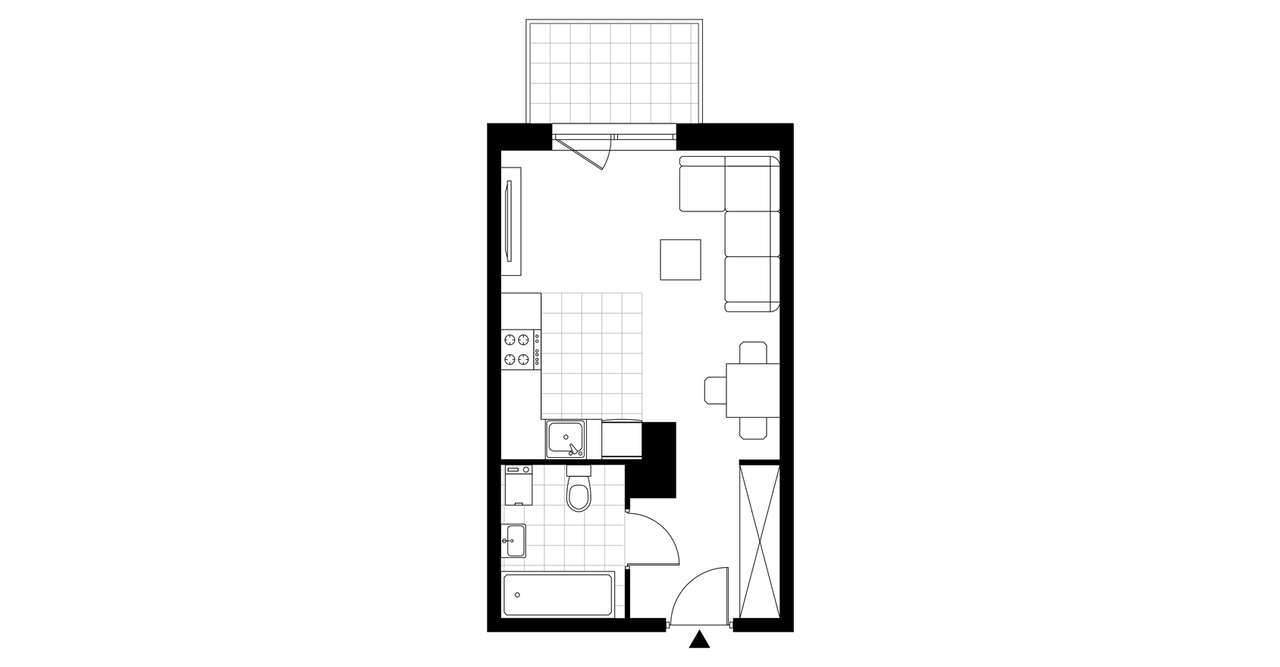 1-pokojowy apartament inwestycyjny 27m2 + balkon - Pełny obrazek: 3/8