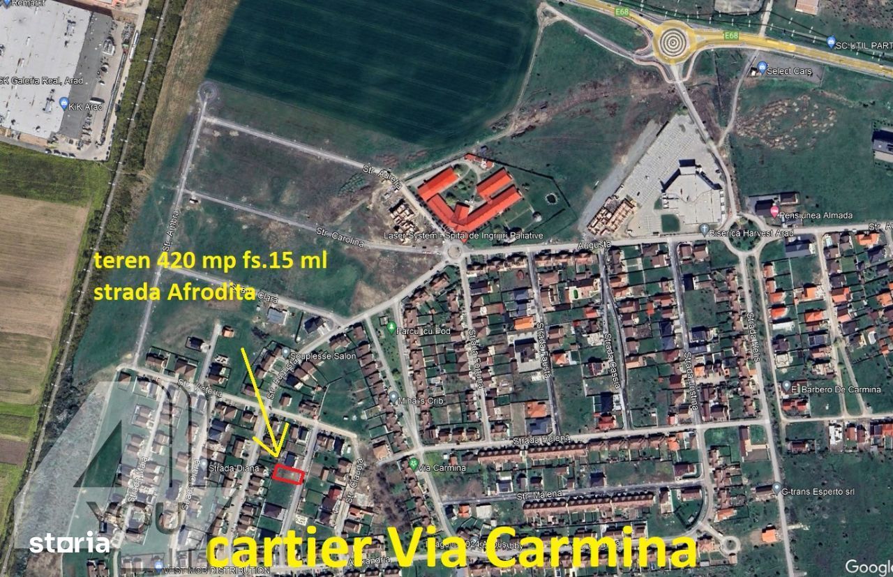 Teren intravilan 420 mp Vladimirescu Via Carmina str.Afrodita 15 ml