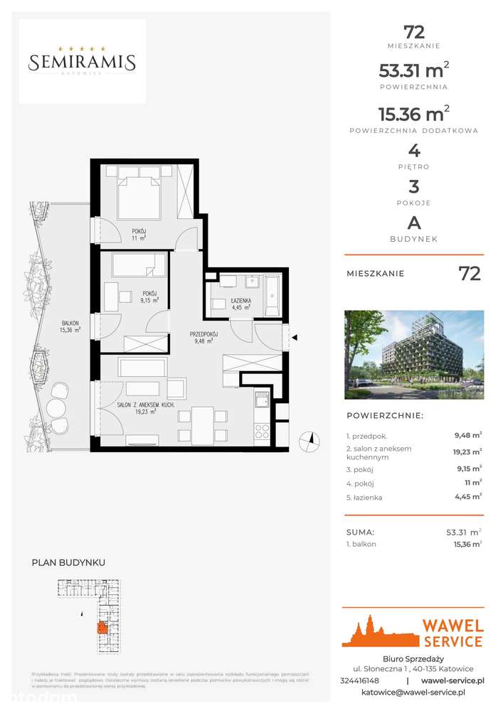 Semiramis | mieszkanie 3-pok. | 72 - Pełny obrazek: 2/7