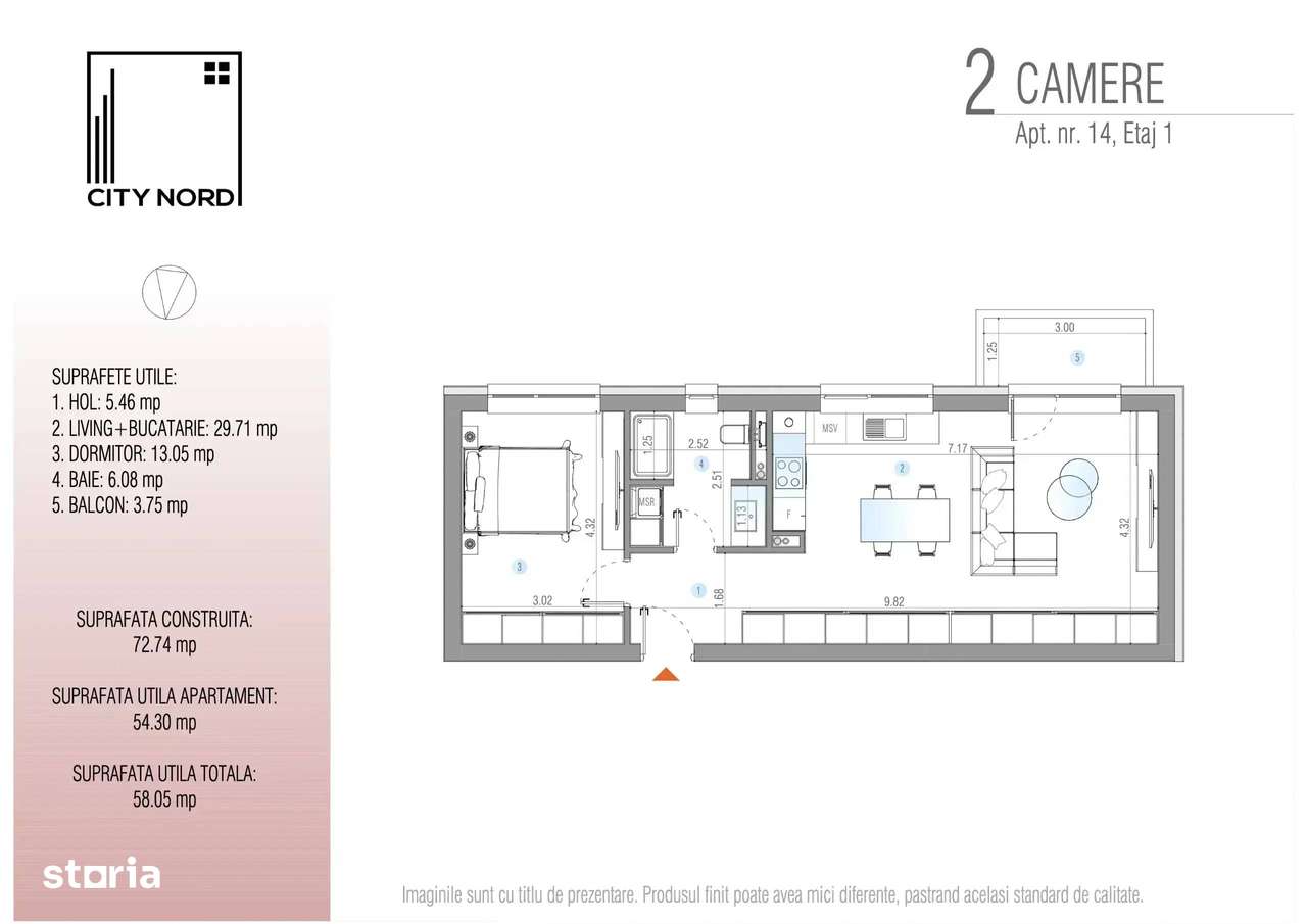 2 camere Premium- Confort și calitate în noul Boutique CITY NORD - Imagine principală: 5/5