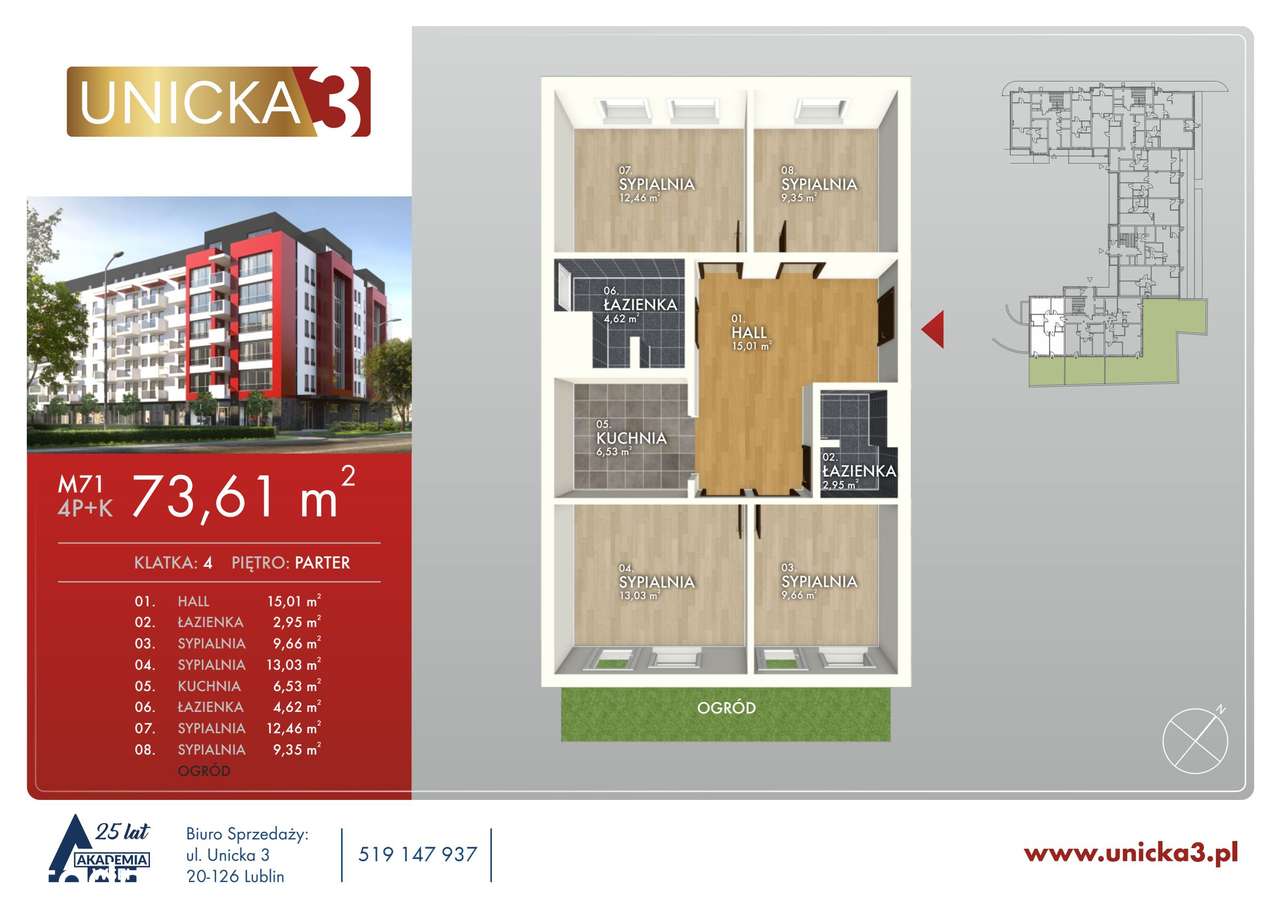 4-pokojowe mieszkanie 73m2 Bez Pośredników - Pełny obrazek: 2/7