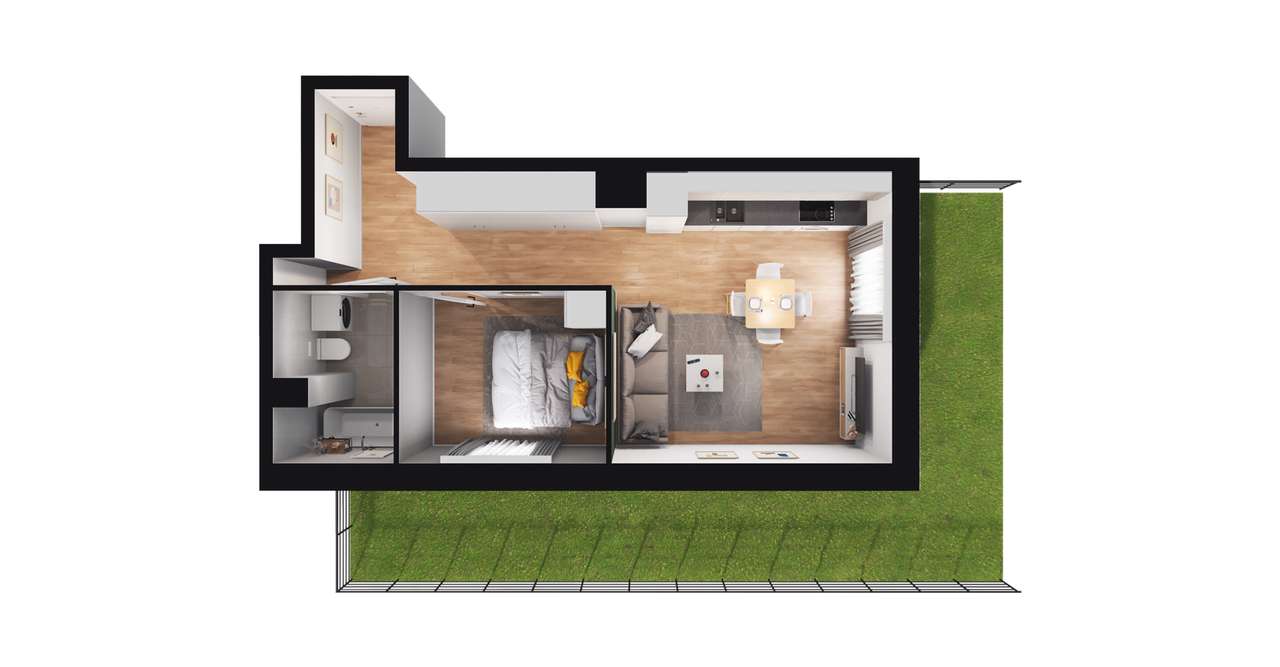 2-pokojowe mieszkanie 37m2 + ogródek Bez Prowizji - Pełny obrazek: 2/8