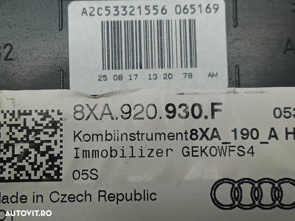 Ceasuri de bord 8XA920930F Audi A1 8X  [din 2010 pana  2014] - 3