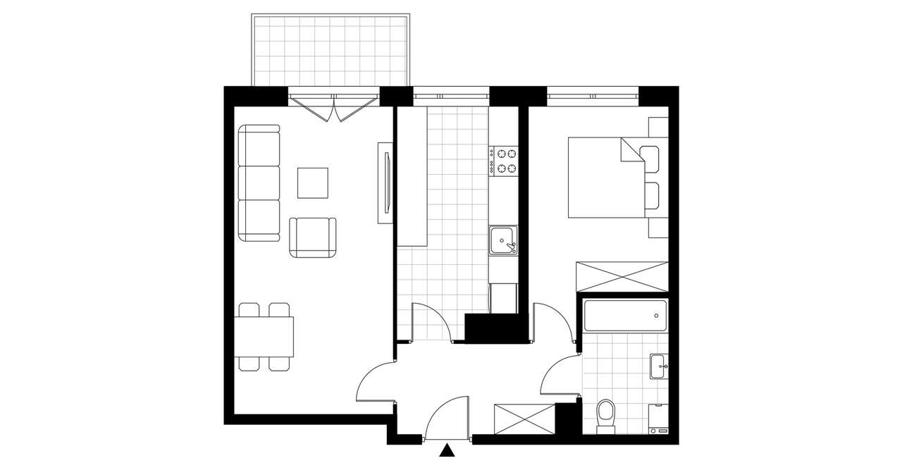 2-pokojowe mieszkanie 52m2 + balkon - Pełny obrazek: 3/5