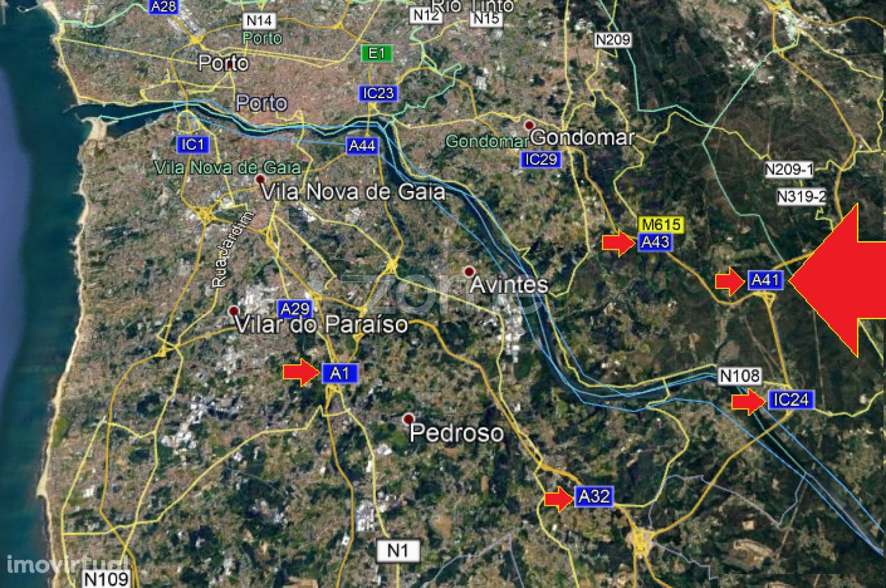 Terreno 36683 m², frente para a A41, Aguiar de Sousa, Paredes, Porto