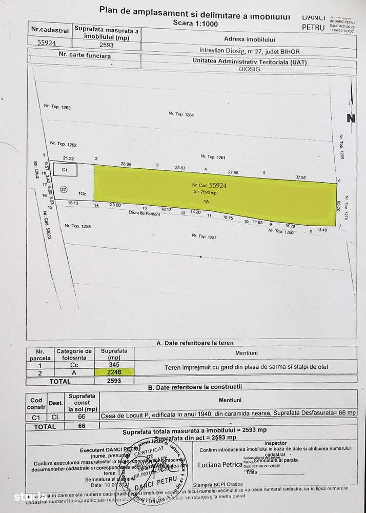 Loc de casa / Teren intravilan - Diosig - 2248 mp. Fs = 118 ml. - Imagine principală: 4/4