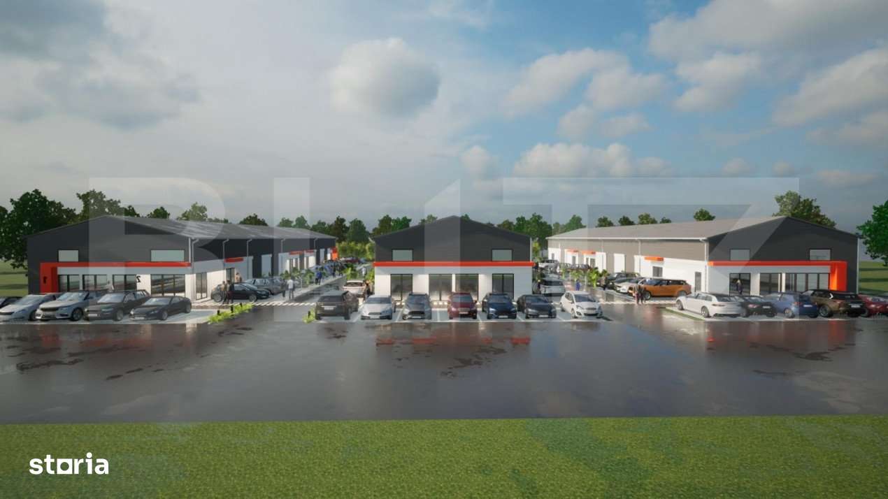 3 hale noi pe parter, 1.755 mp utili, teren 4.000 mp, zona Ghercesti - Imagine principală: 3/12
