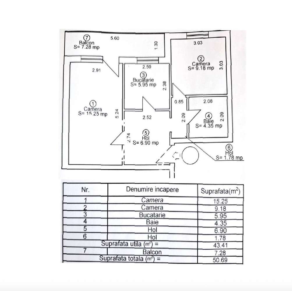 Apartament cu 2 camere, 43mp utili+balcon 7mp, etaj 3/4, Rahovei-1
