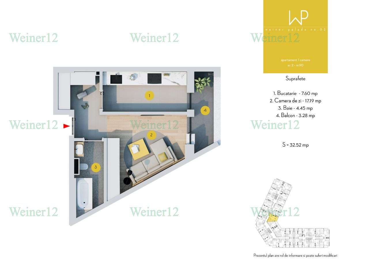 Garsoniera Proiect Weiner2 Vest Group Direct Dezvoltator - Imagine principală: 2/12