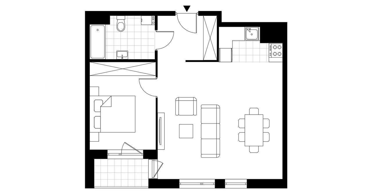 2-pokojowe mieszkanie 54m2 + loggia - Pełny obrazek: 3/8