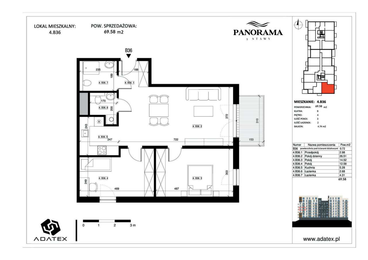 Panorama 3 Stawy | mieszkanie 3-pok. | 4.B36 - Pełny obrazek: 2/9