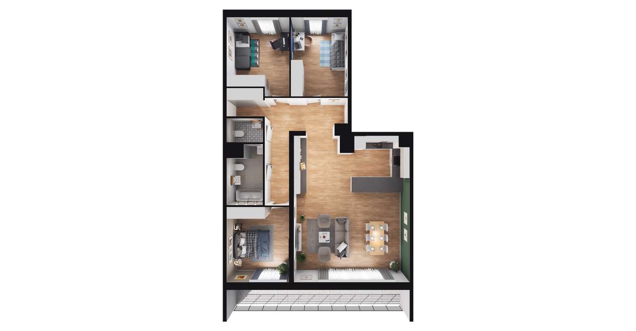4-pokojowe mieszkanie 100m2 + loggia - Pełny obrazek: 2/8