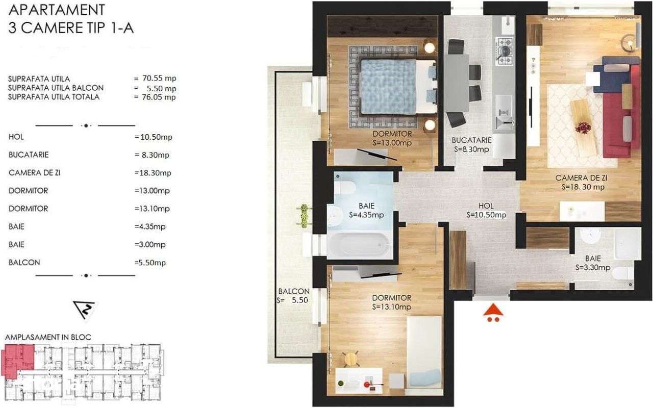 Apartament 3 camere decomandat ,Cartierul Solar, parc Tudor Arghezi-7