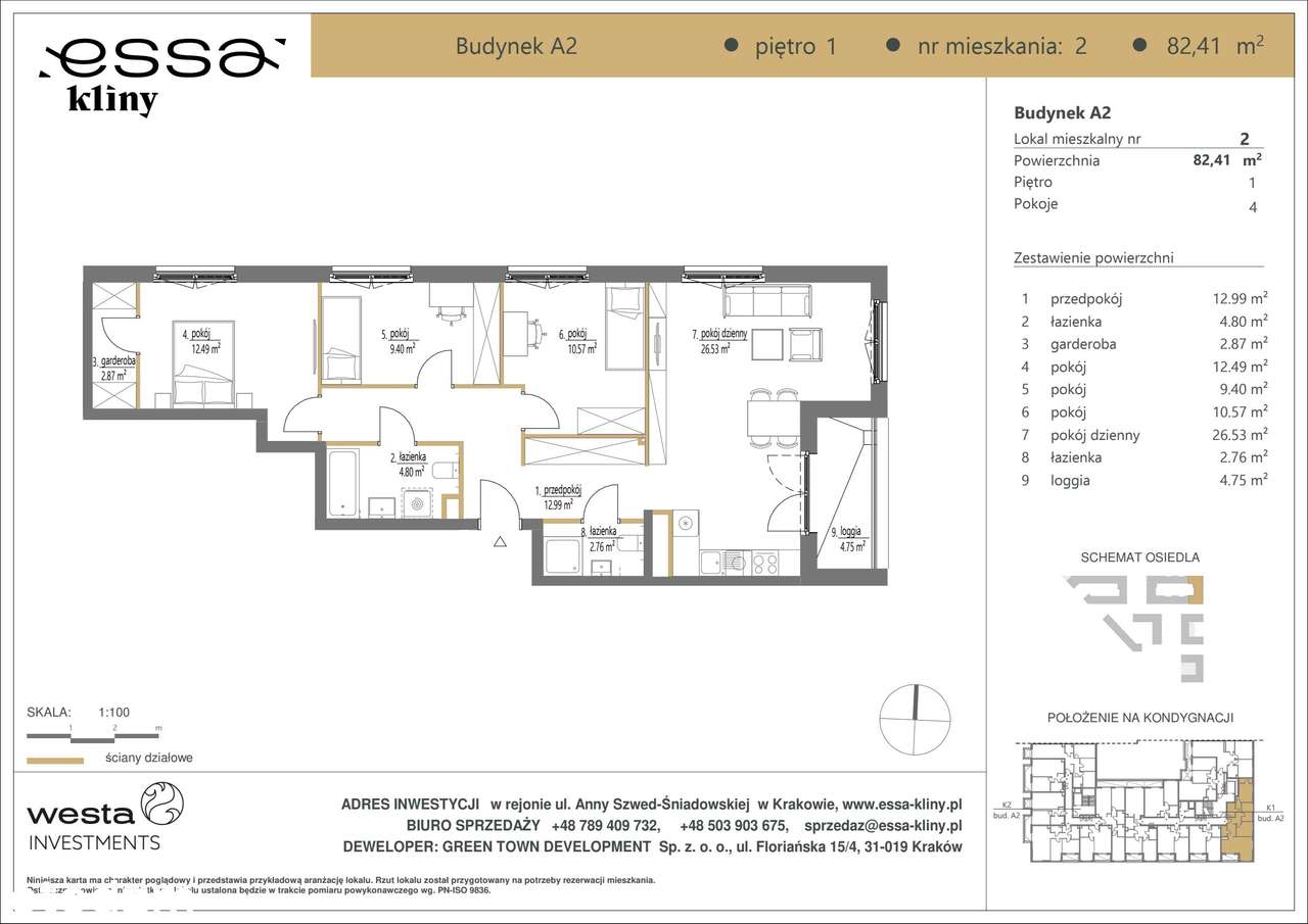 4-pokojowe mieszkanie 82m2 + loggia Bez Prowizji - Pełny obrazek: 2/7