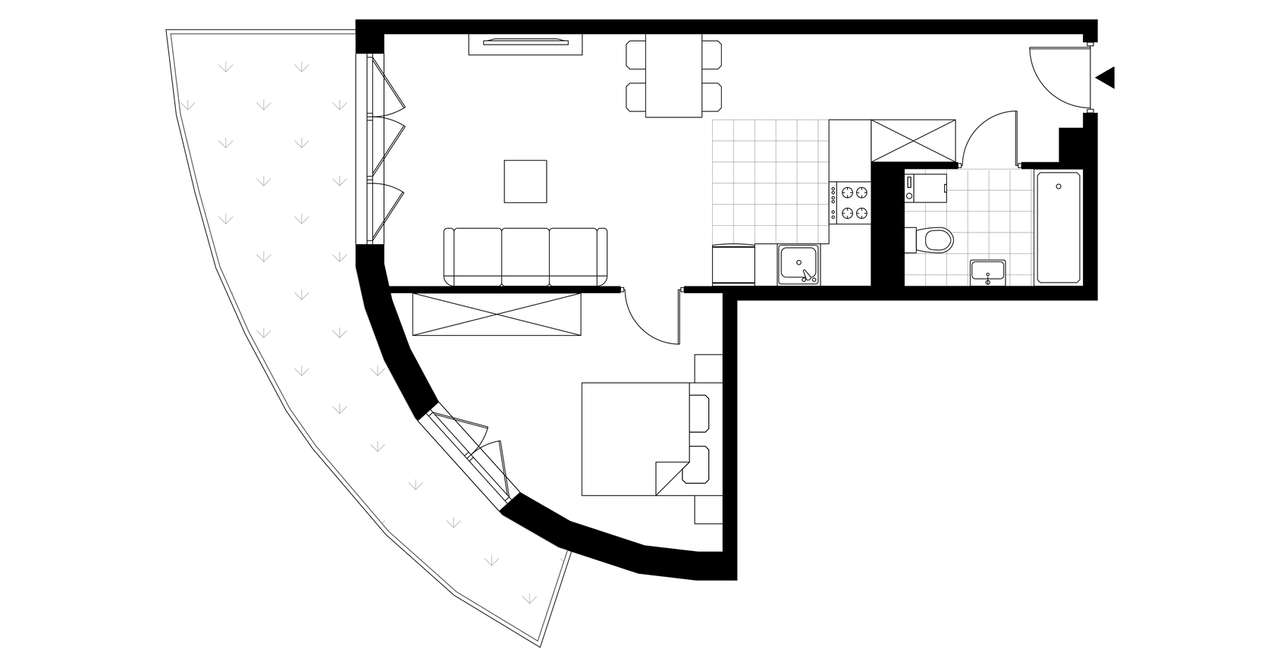 2-pokojowe mieszkanie 47m2 + ogródek - Pełny obrazek: 3/8