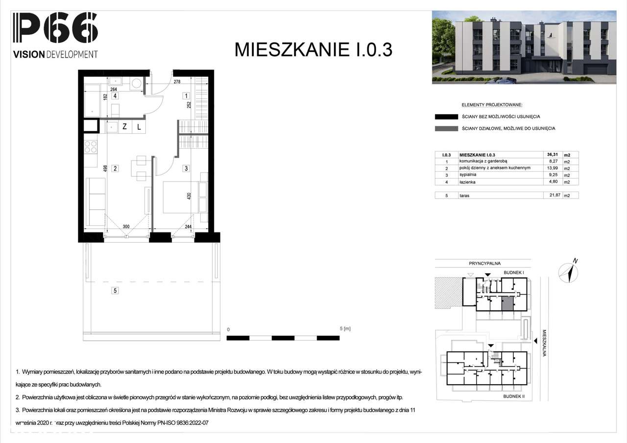 2-pokojowe mieszkanie 36m2 + taras Bez Prowizji - Pełny obrazek: 2/9