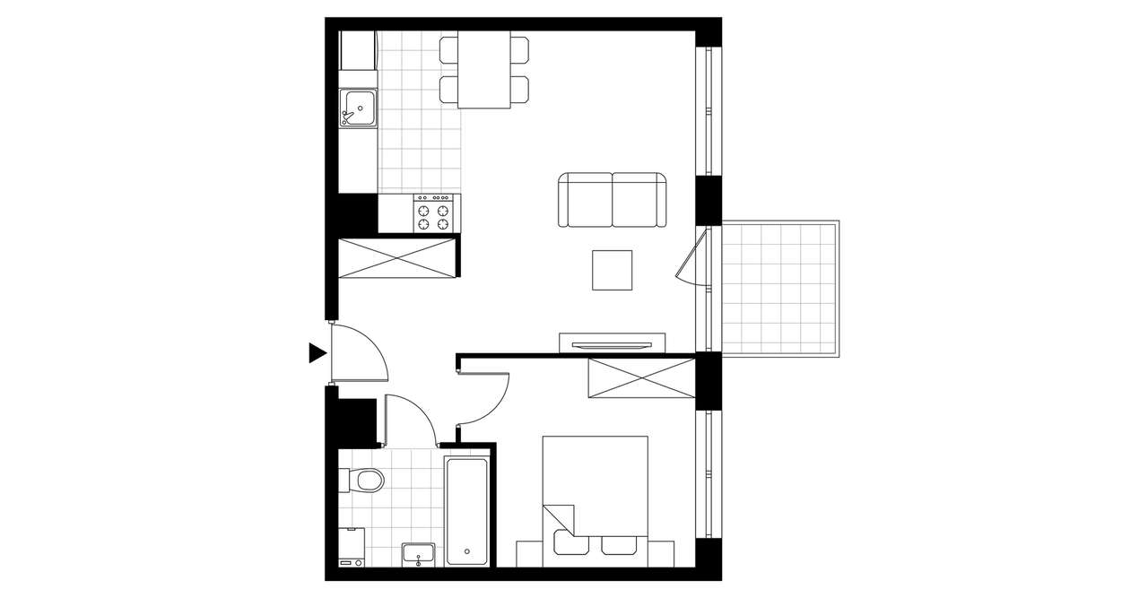 2-pokojowe mieszkanie 42m2 + balkon Bezpośrednio - Pełny obrazek: 3/8