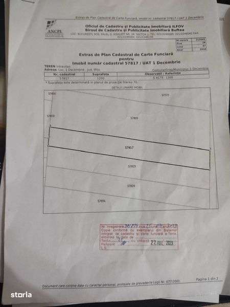 Teren intravilan de vanzare in comuna 1 Decembrie 1200 mp. - Imagine principală: 3/5