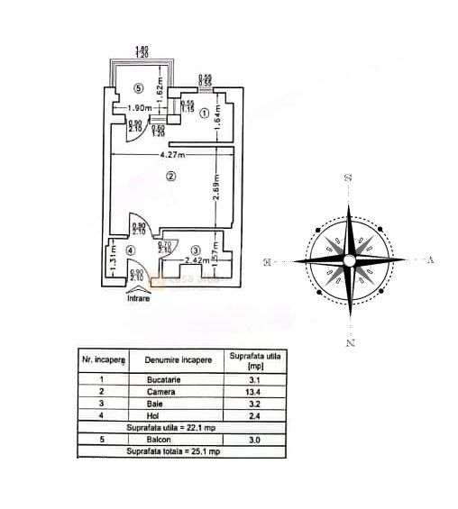 Nicolina - Frumoasa, garsoniera amenajata, mobilata si utilata, etaj 1-1