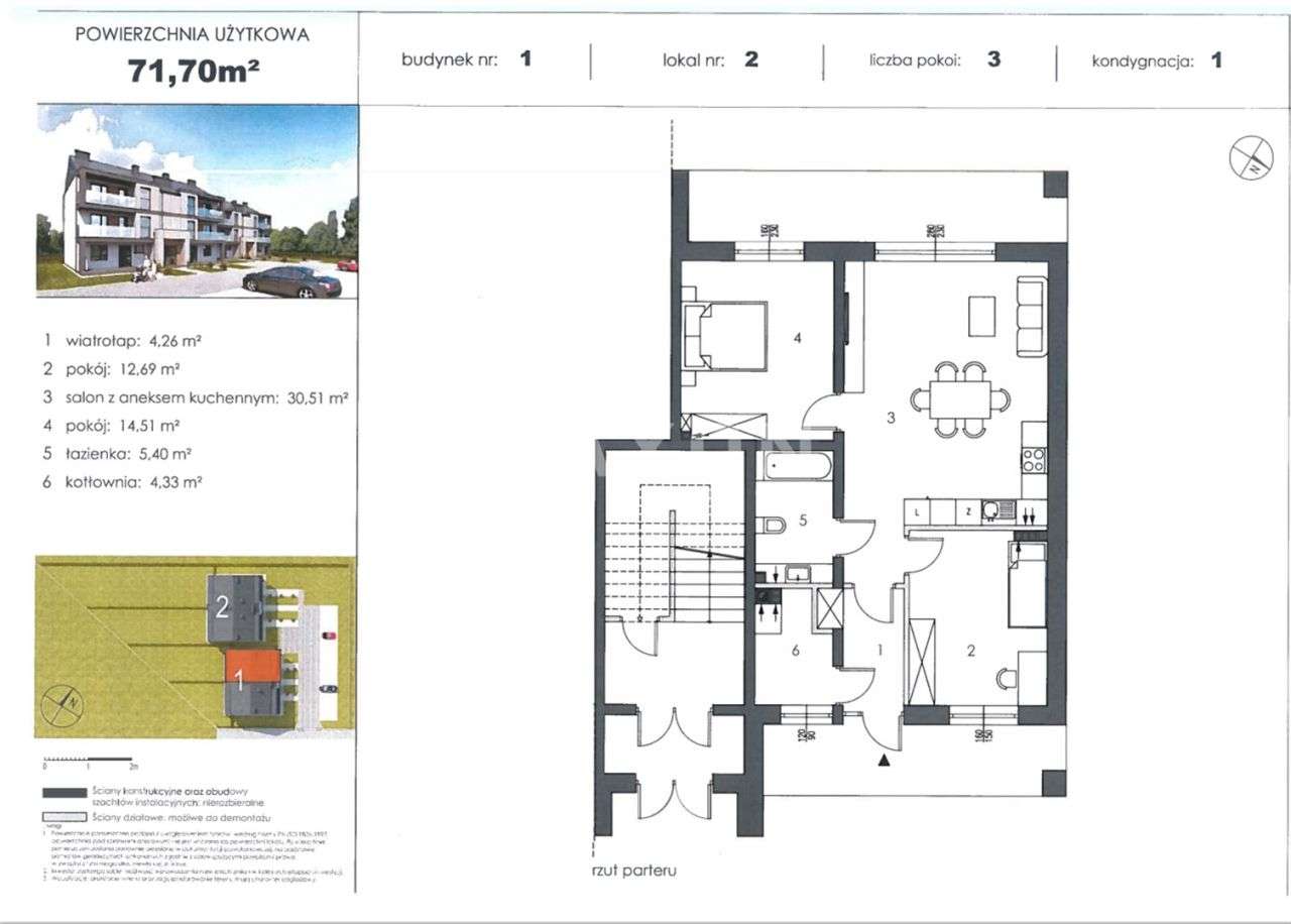 Apartament 50m od linii brzegowej 3pok.Ogród 100m - Pełny obrazek: 3/3