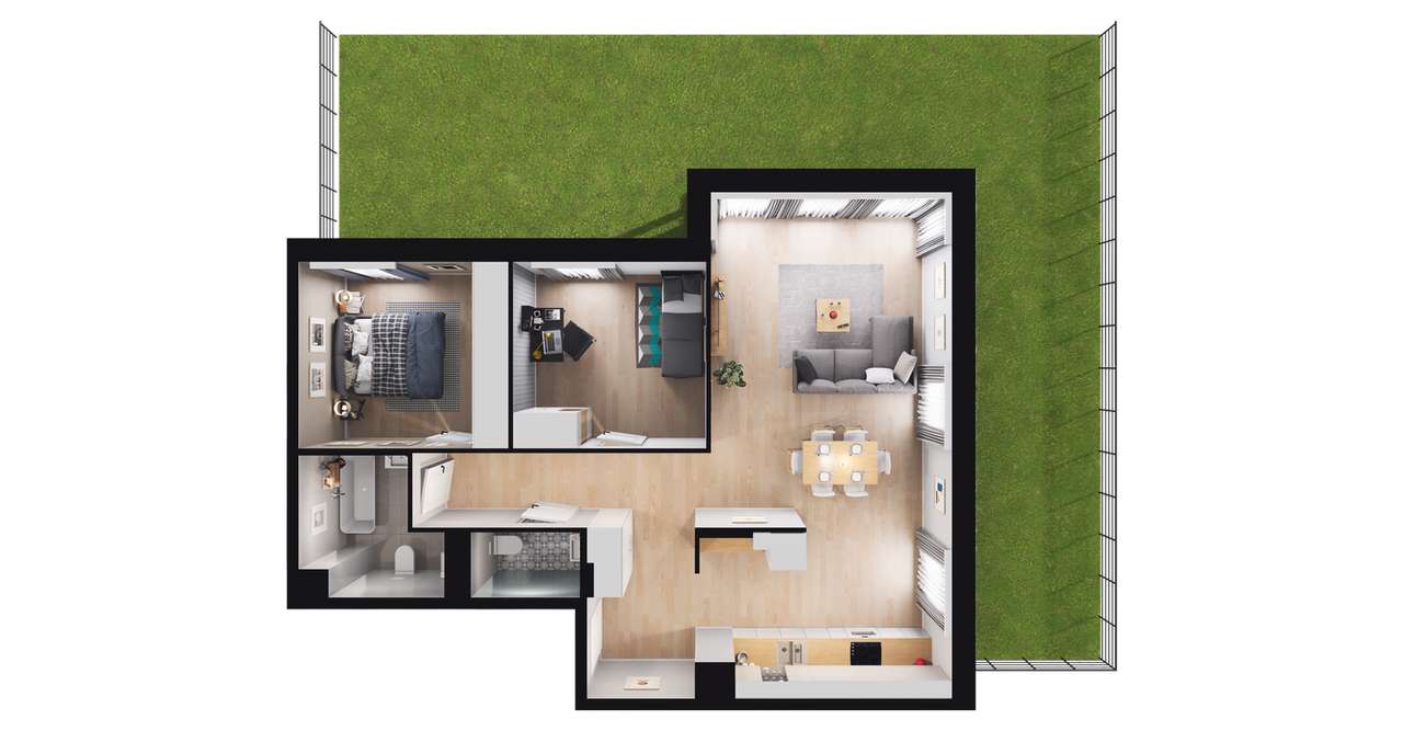 3-pokojowe mieszkanie 76m2 + ogródek Bezpośrednio - Pełny obrazek: 2/8