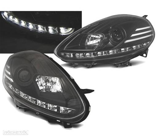 FARÓIS OPTICAS LUZ DIURNA PARA FIAT PUNTO EVO 09-12 FUNDO PRETO - 1