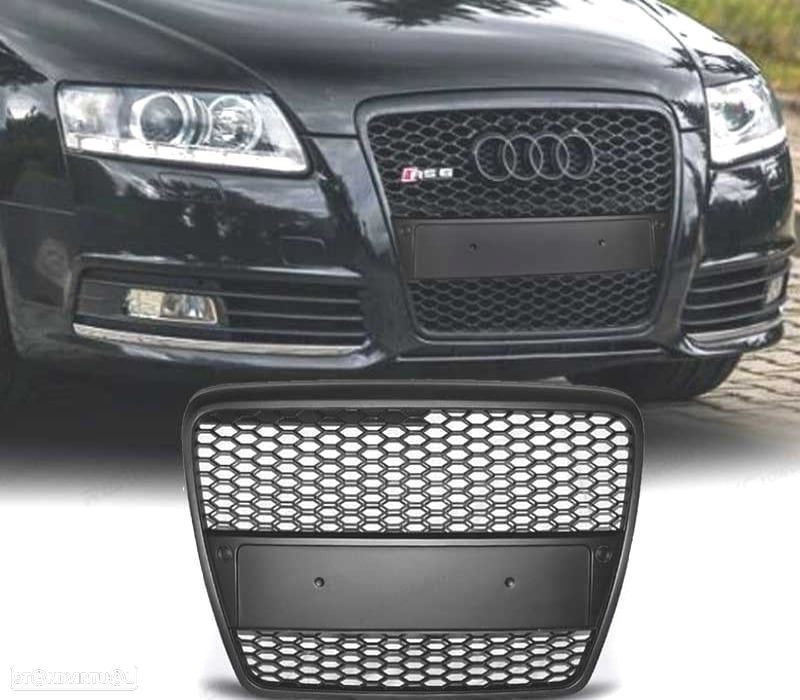 GRELHA FRONTAL PARA AUDI A6 4F 04-10 LOOK RS6 COR PRETO - 1