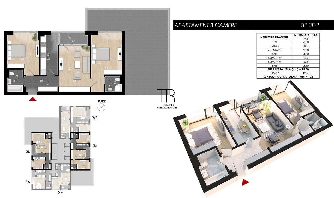 Ap 3 Cam + TERASA PENTHOUSE Incalzire in Pardoseala Ansamblu Nou Rahov - Imagine principală: 5/20