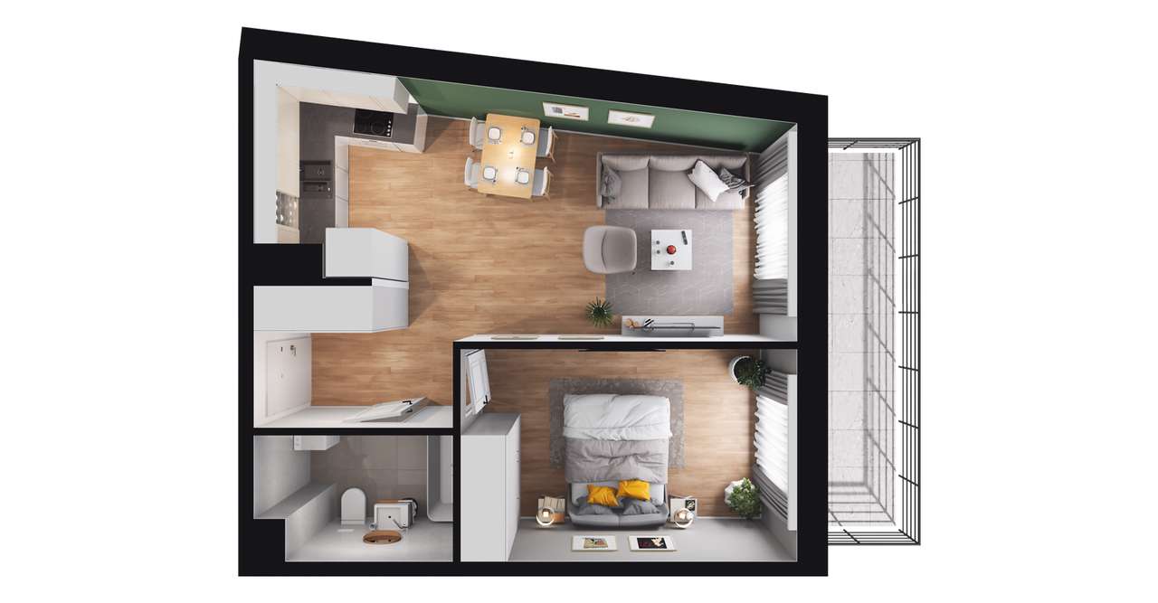 2-pokojowe mieszkanie 41m2 + balkon Bez Prowizji - Pełny obrazek: 2/8