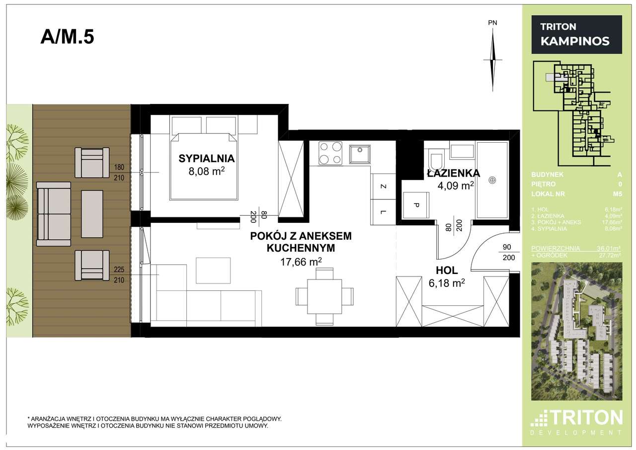 2-pokojowe mieszkanie 36m2 + ogródek Bezpośrednio - Pełny obrazek: 2/5