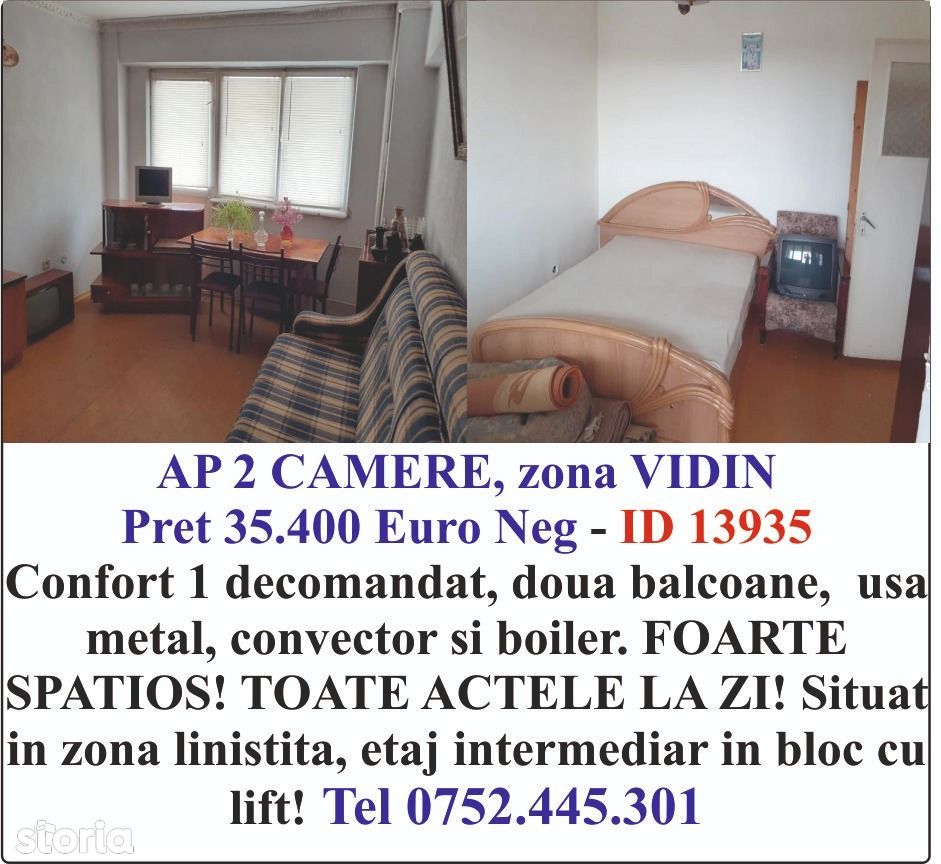 LIBER apartament 2 camere zona Vidin