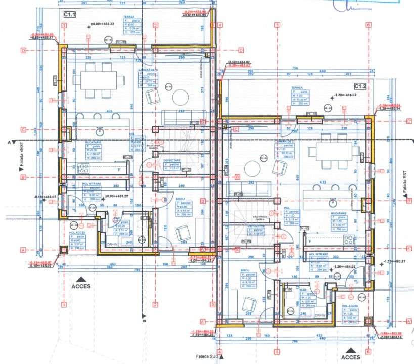 Proiect autorizat 4 duplexuri (8 unitati) – teren intravilan 2700 mp - Imagine principală: 3/4