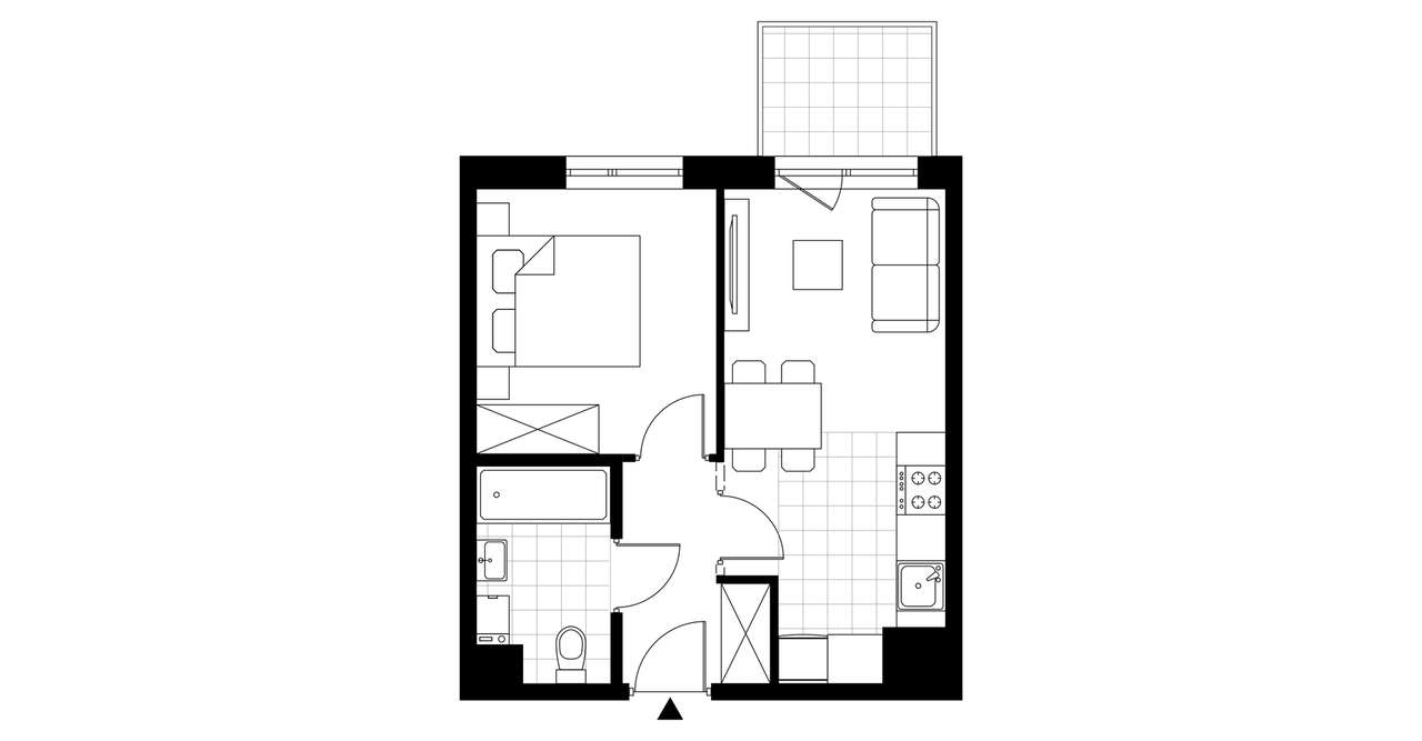 2-pokojowe mieszkanie 32m2 + balkon Bezpośrednio - Pełny obrazek: 3/8