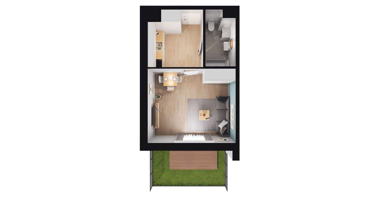 1-pokojowe mieszkanie 28m2 + ogródek Bezpośrednio - Pełny obrazek: 2/8