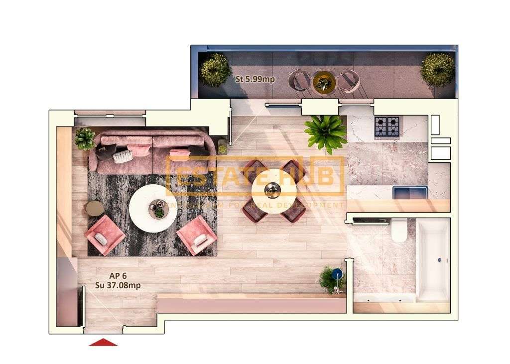 Apartament nou 1 camera | Str Dorobantilor | Comision 0% - Imagine principală: 2/12