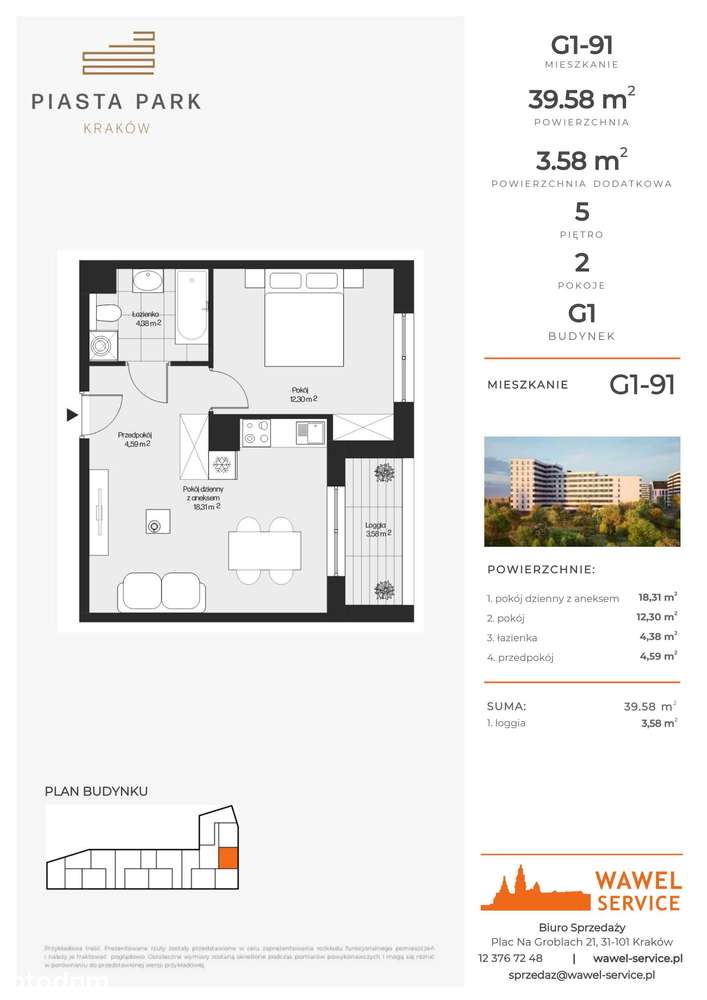 Piasta Park V​I | mieszkanie 2-pok. | G1-91 - Pełny obrazek: 2/7