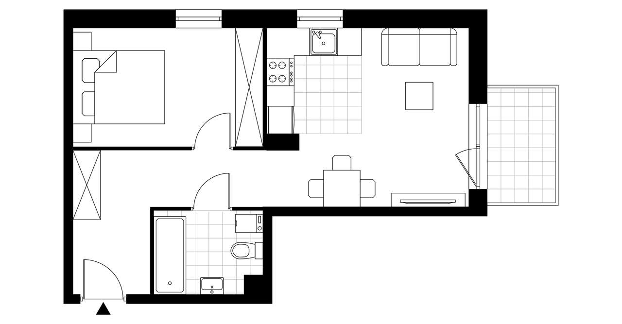 2-pokojowy apartament inwestycyjny 38m2 + balkon - Pełny obrazek: 3/8