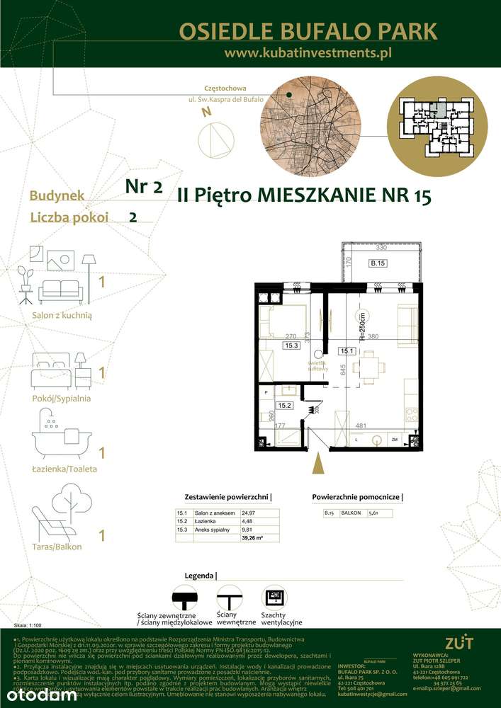 2-pokojowe mieszkanie 39m2 + balkon Bez Prowizji - Pełny obrazek: 2/7