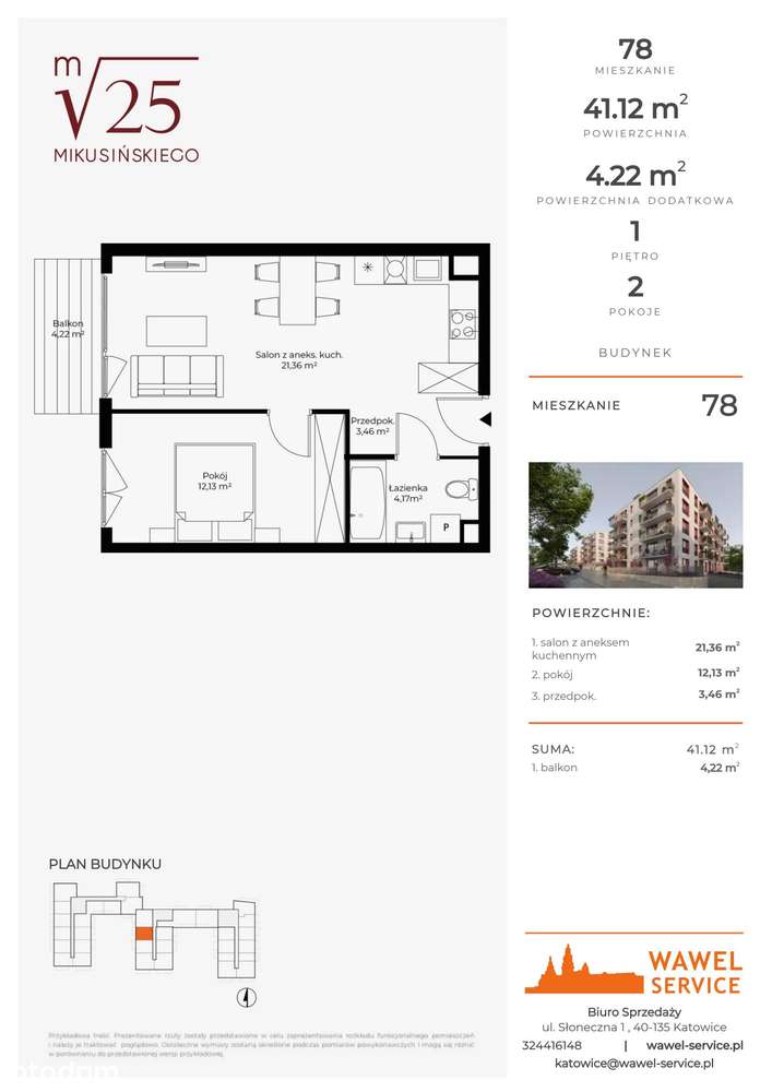 2-pokojowe mieszkanie 41m2 + balkon - Pełny obrazek: 2/9