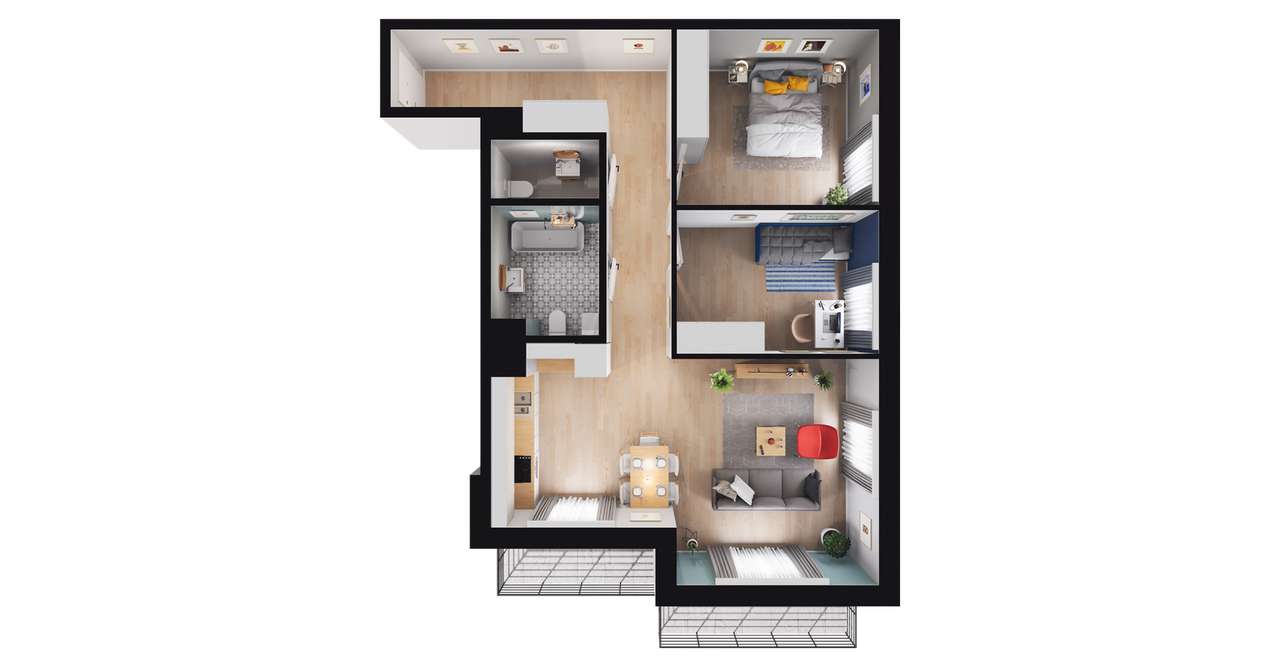 3-pokojowe mieszkanie 71m2 + balkon Bezpośrednio - Pełny obrazek: 2/8