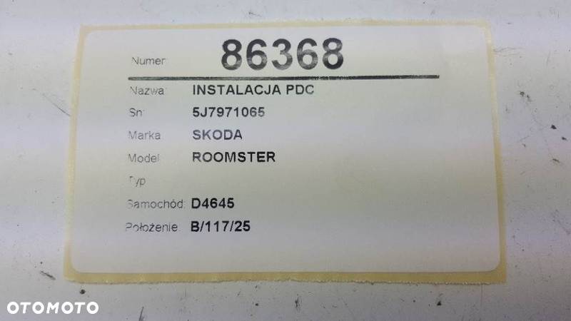 INSTALACJA PDC 5J7971065 SKODA ROOMSTER VW - 4