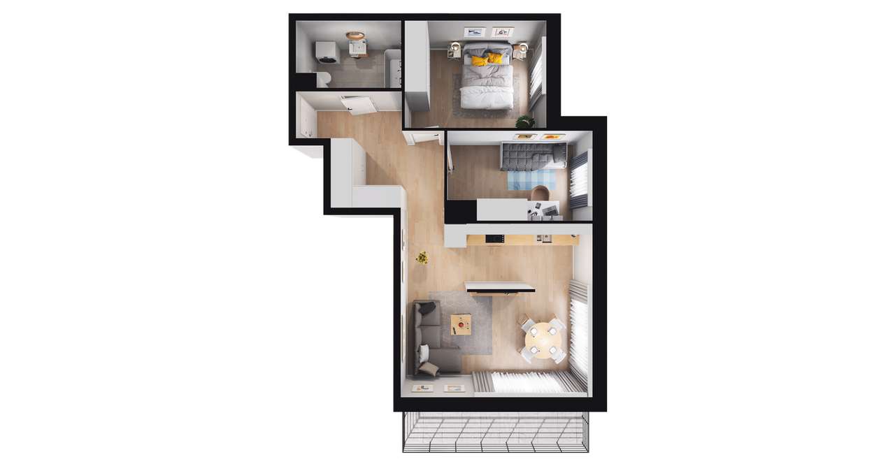 3-pokojowe mieszkanie 59m2 + balkon Bez Prowizji - Pełny obrazek: 2/8