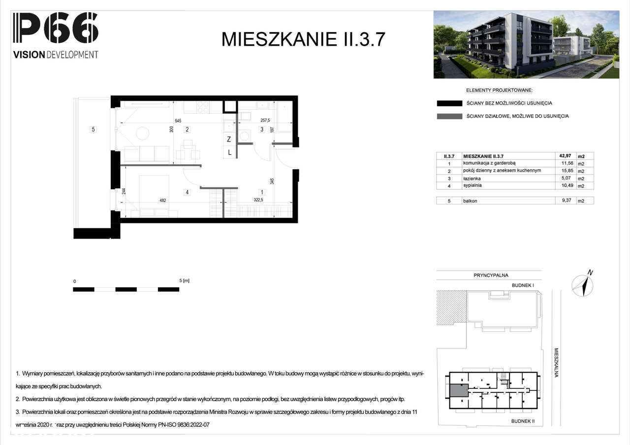 2-pokojowe mieszkanie 42m2 + balkon Bez Prowizji - Pełny obrazek: 2/9