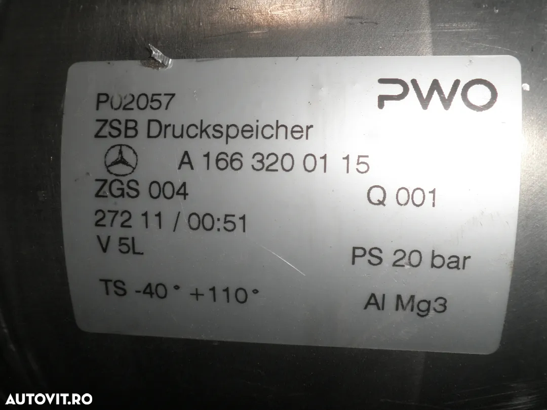 Butelie / Rezervor Aer Suspensie Pneumatica Mercedes ML W166 A1663200115 - 2