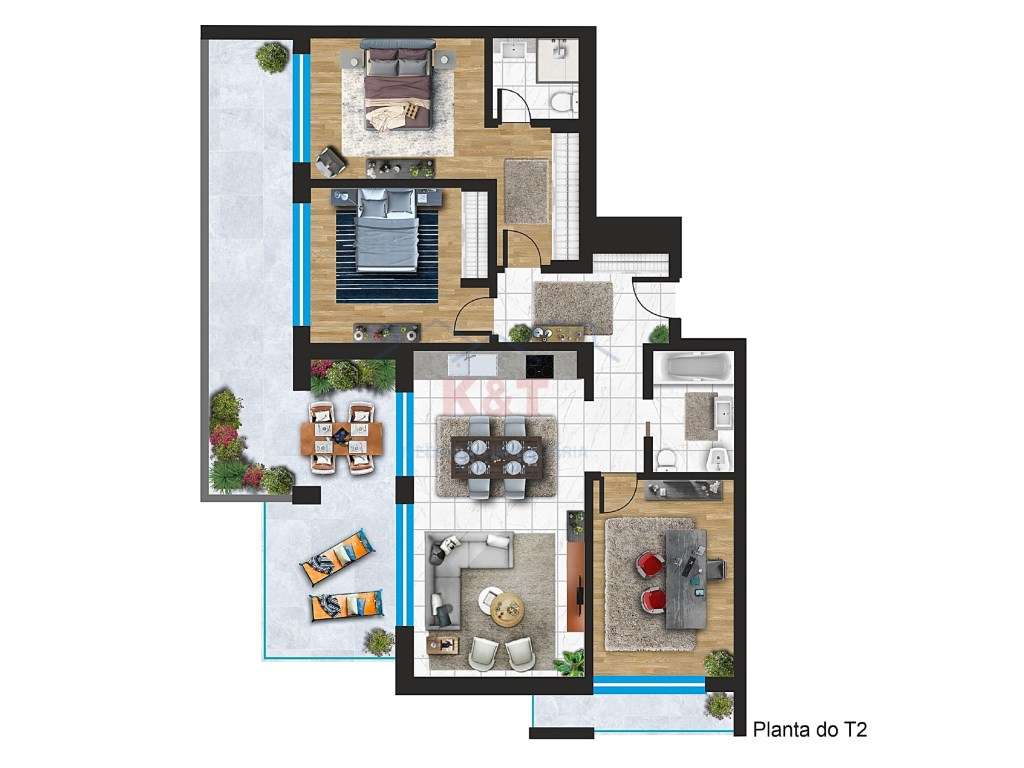 Apartamento T3 Novo com varandas espaçosas e piscina-14