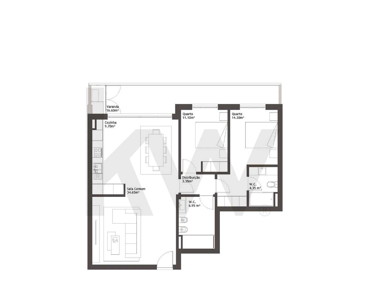 Apartamento T2 inserido no empreendimento Baltar 676, em Baltar – Pare-20